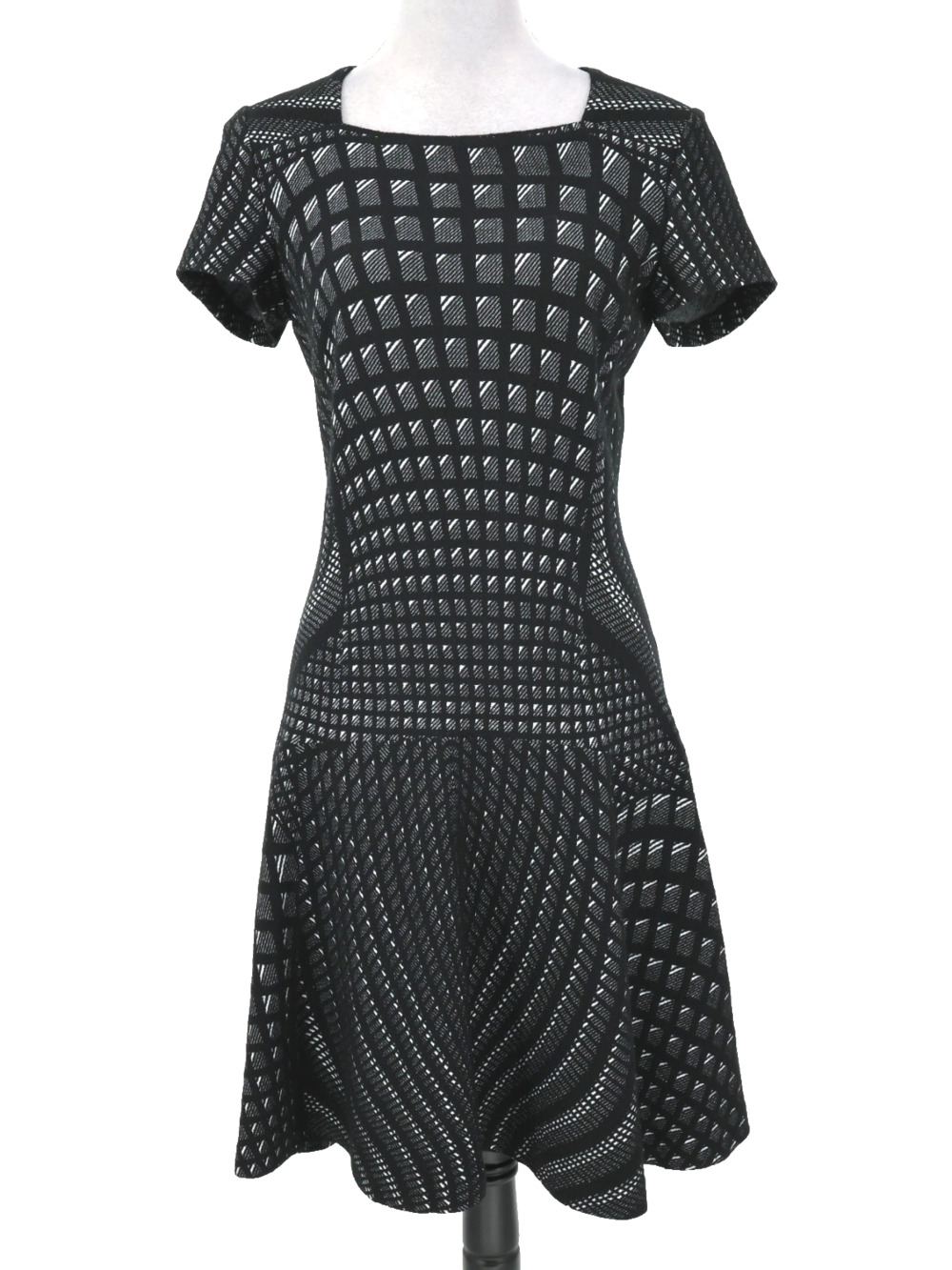 Diane Von Furstenberg Sweater Dress Womens 10 Black Gray Wool Blend Fit n Flare